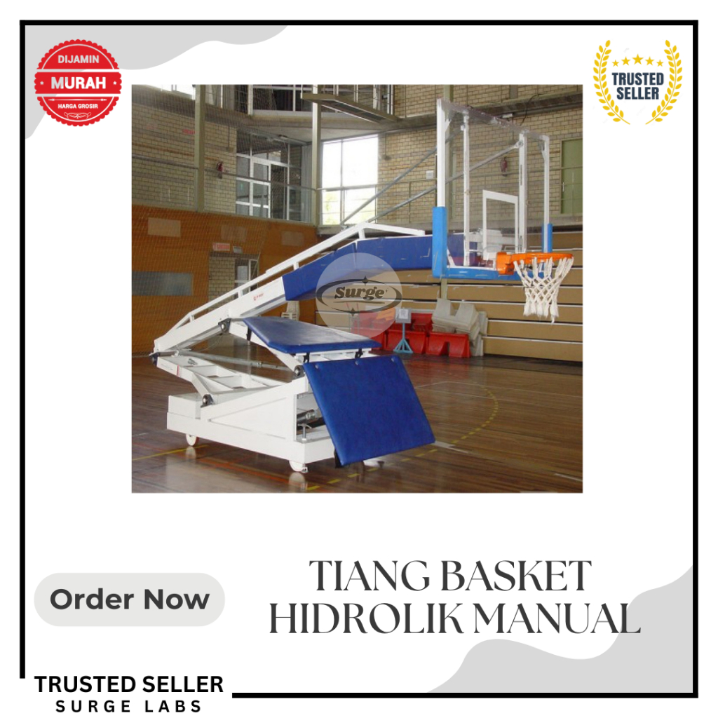 Tiang Basket Portable Per 2 Hidrolik Manual + Papan Akrilik 15 mm + Ring Basket