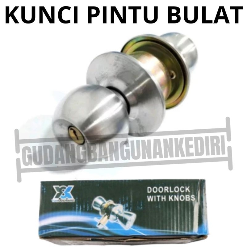 kunci pintu handle selot bulat KAMAR MANDI stainless steel handle bulet bundar kamar DOOR LOCK YSK