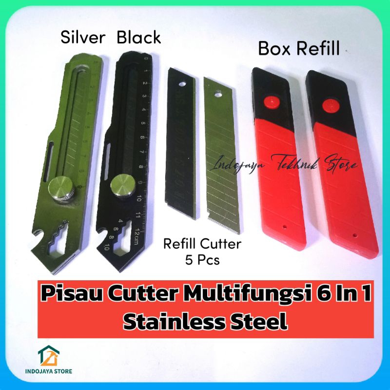 

Pisau Cutter Multifungsi 6 In 1 Bahan Steinless Steel