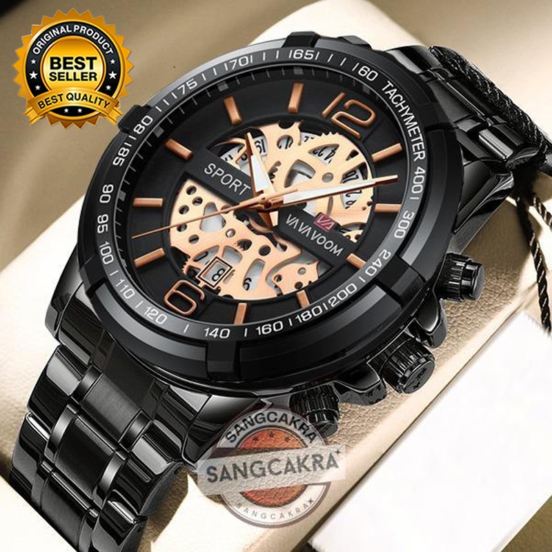 SANGCAKRA COD✅ Jam Tangan Pria Kasual Bisnis New Model Terbaru Dial Besar Strap Rantai Stainless Ste