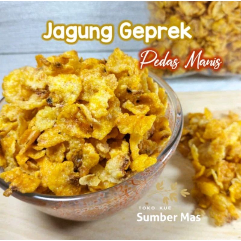 

JAGUNG GEPREK 250gr / RASA PEDAS MANIS / Emping Jagung / Cemilan / Snack kiloan / Kue kering