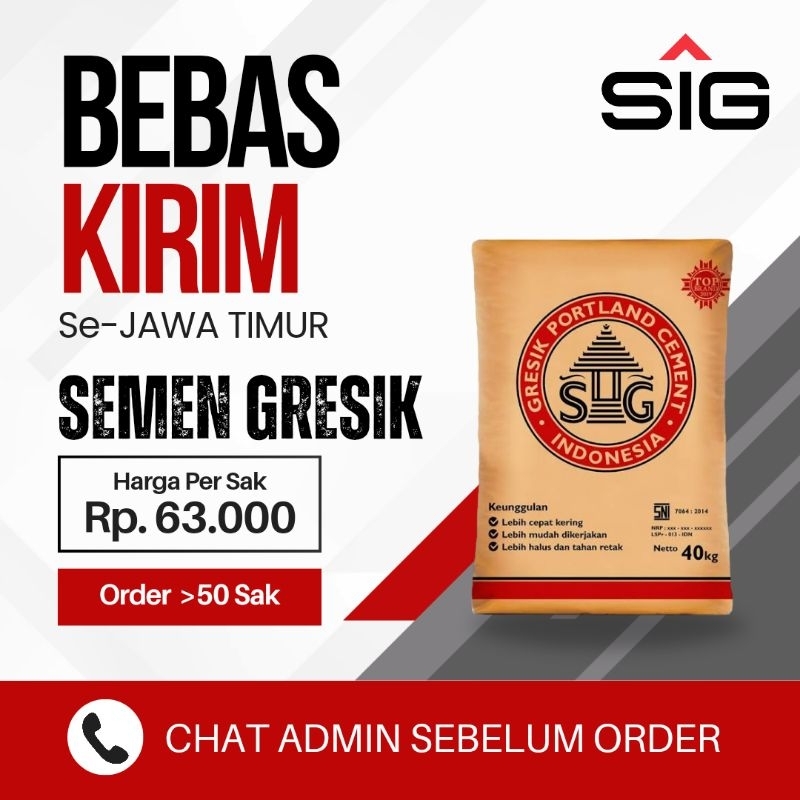 Semen Gresik 40KG (200SAK) Area Jawa Timur