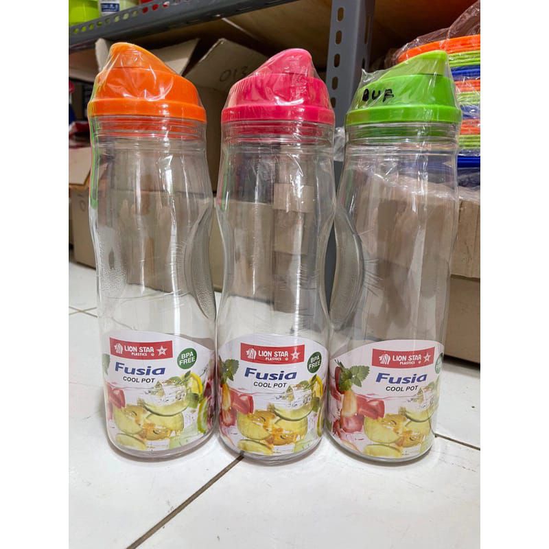 botol air minum 1,2 liter lion star FUSIA / infused water cool bottle kulkas jumbo / pot drink flip
