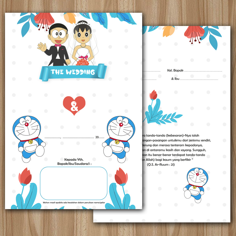 Undangan Pernikahan Tulis Tangan Doraemon Nobita Unik Kartun / Undangan Nikahan Doraemon
