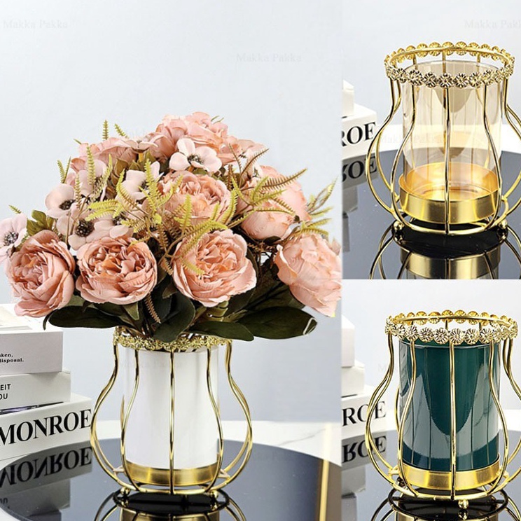 Besi Mewah Vas Kaca Vas Bunga Ruang Tamu Ruang Makan Meja Makan Lemari TV Meja Kopi Meja Hias Rangka