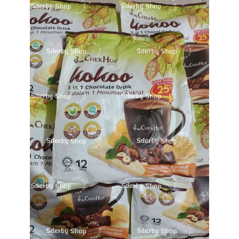 

Chek Hup Kokoo 3 in 1 Hot Chocolate Hazelnut Drink Minuman Coklat Pack isi 12