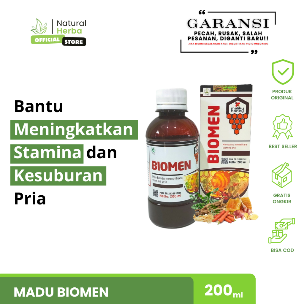 

BPOM Madu Biomen Membantu Memelihara Stamina 200 ml Original Halal BPOM