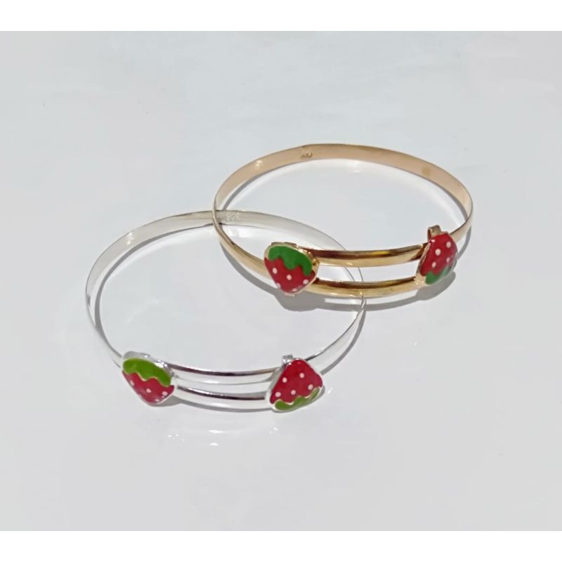 Gelang Bangle Perak Asli Silver 925 Anak Stroberi