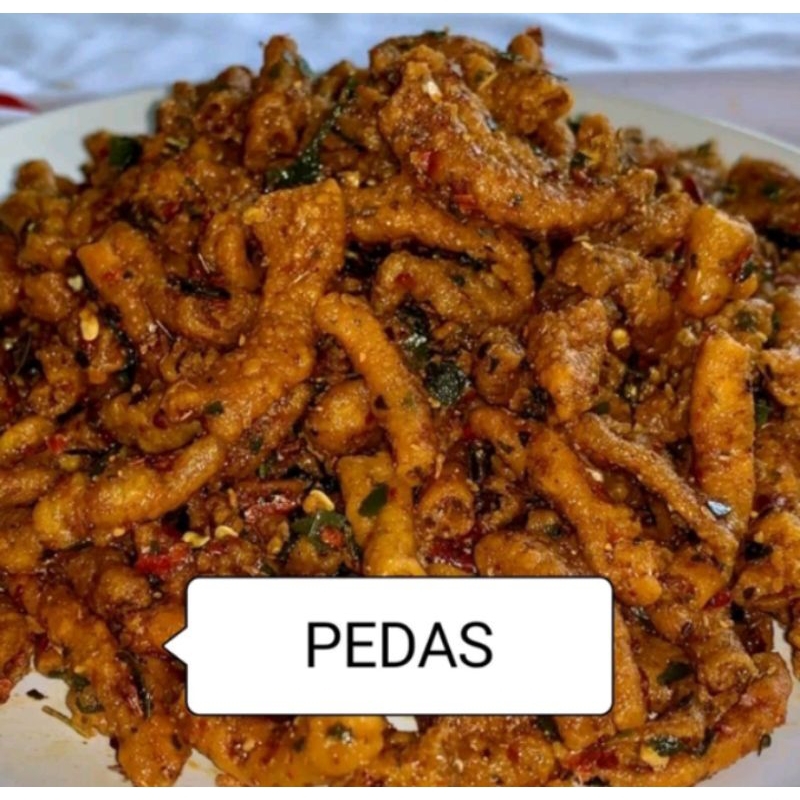 

Kripik Usus Pedas, asin