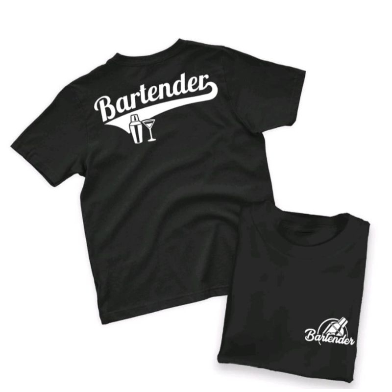 KAOS BARTENDER DTF PUTIH DEPAN BELAKANG