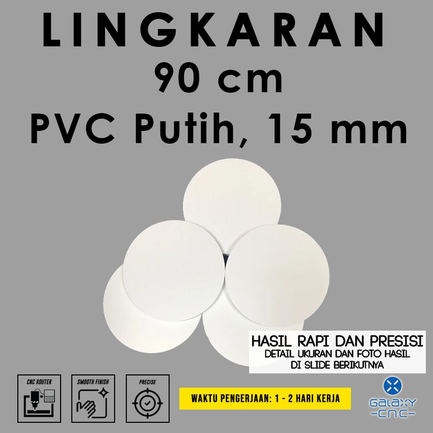 Lingkaran 90 cm - Tebal 15 mm - PVC Foam Board warna putih/MDF/Triplek