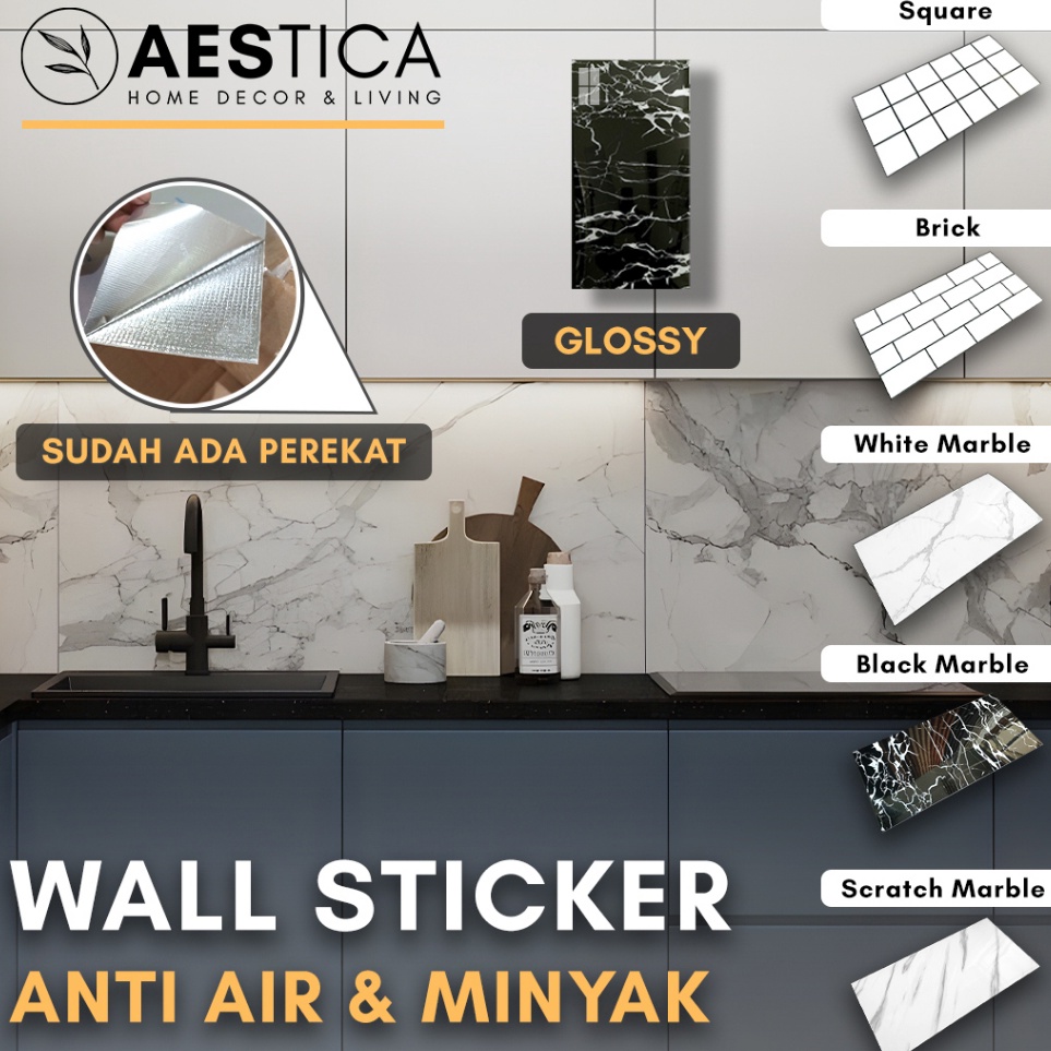 Revolutionary Wall Foam Sticker Dinding 3x6cm Wallpaper Marmer Granit Backsplash Kitchen Aestica