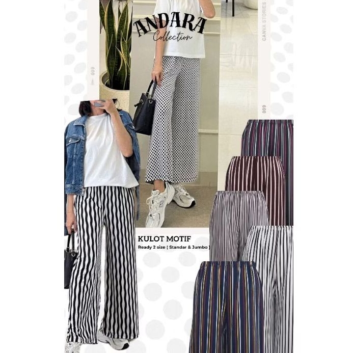 celana Kulot panjang & pendek  Motif Bahan Spandek Crepe Milano- Promo Murah Kulot pendek motif Salu