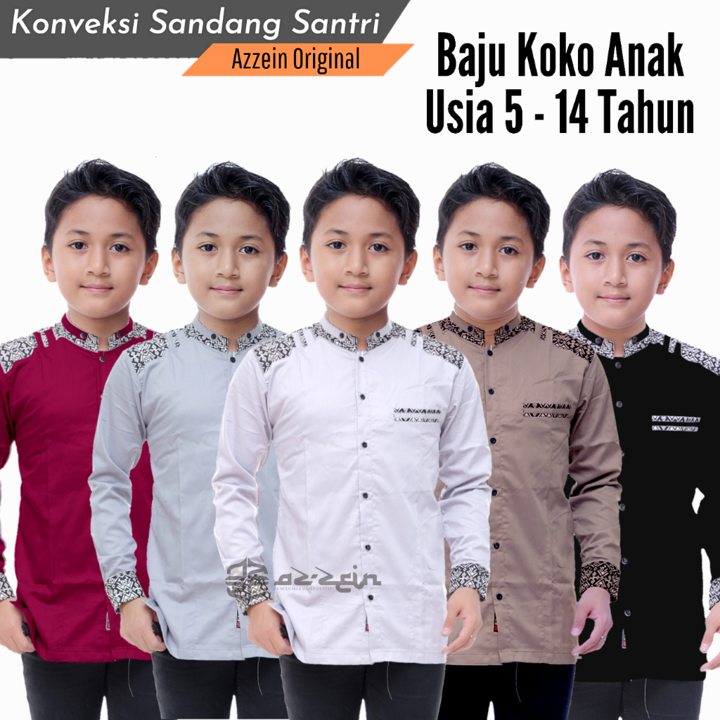 Baju Koko Anak Laki Laki Lengan Panjang Baju Koko Anak Usia 5 - 14 Tahun Koko Putih Lengan Panjang