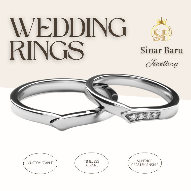 Cincin Kawin Tunangan Emas Putih Couple Weding Ring Elegant Simple