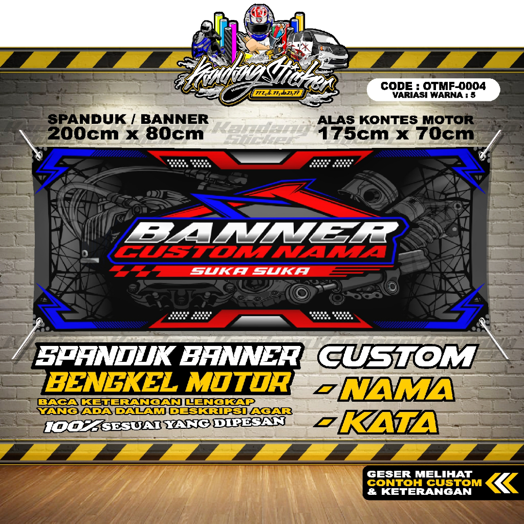 BANNER KONTES SPANDUK BENGKEL MOTOR OTMF-0004-VW5 ALAS KONTES BANNER RACING KOMUNITAS MOTOR RACING S