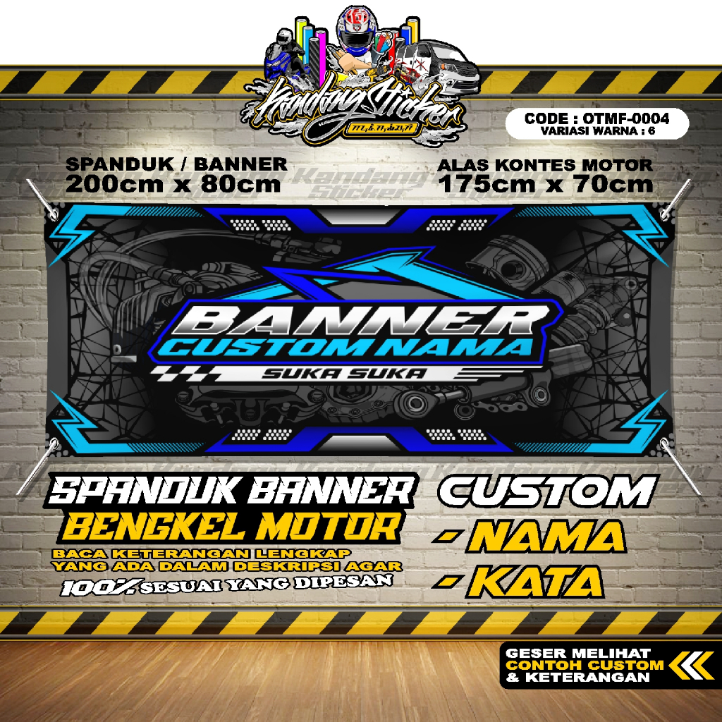 BANNER KONTES SPANDUK BENGKEL MOTOR OTMF-0004-VW6 ALAS KONTES BANNER RACING KOMUNITAS MOTOR RACING S