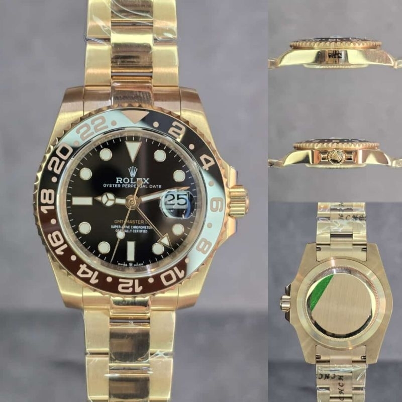 JAM TANGAN RLX GMT GUINES ROOTBEER HULK BODY SWISS ROSEGOLD