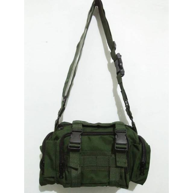 ANjayMalang TAS SELEMPANG HIJAU ARMY POLOS TACTICAL