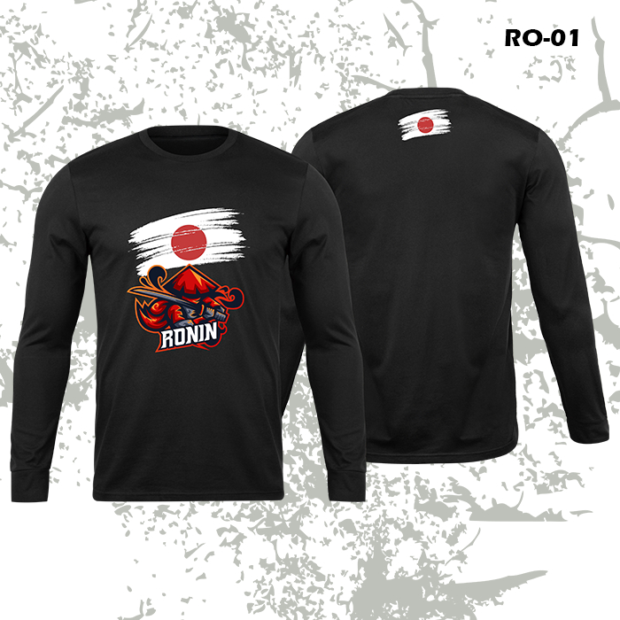 Kaos Distro Pria Lengan Panjang Hitam Premium Tema Ronin Samurai Jepang (RO)