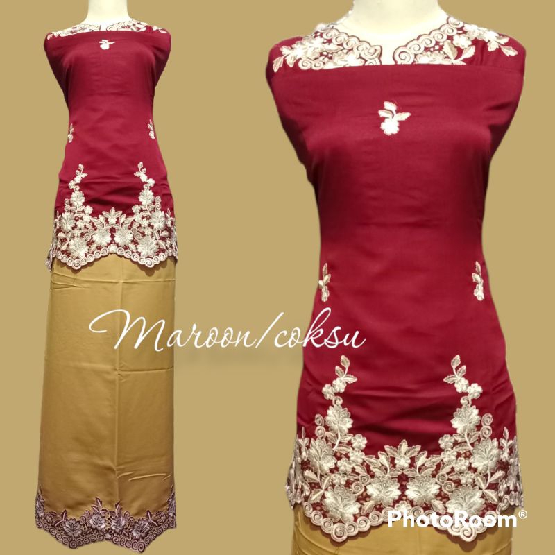 Bahan Baju Kurung Bordir Kerancang Solder/Bahan Baloteli/Motif Bordir Kerancang Zig-zag