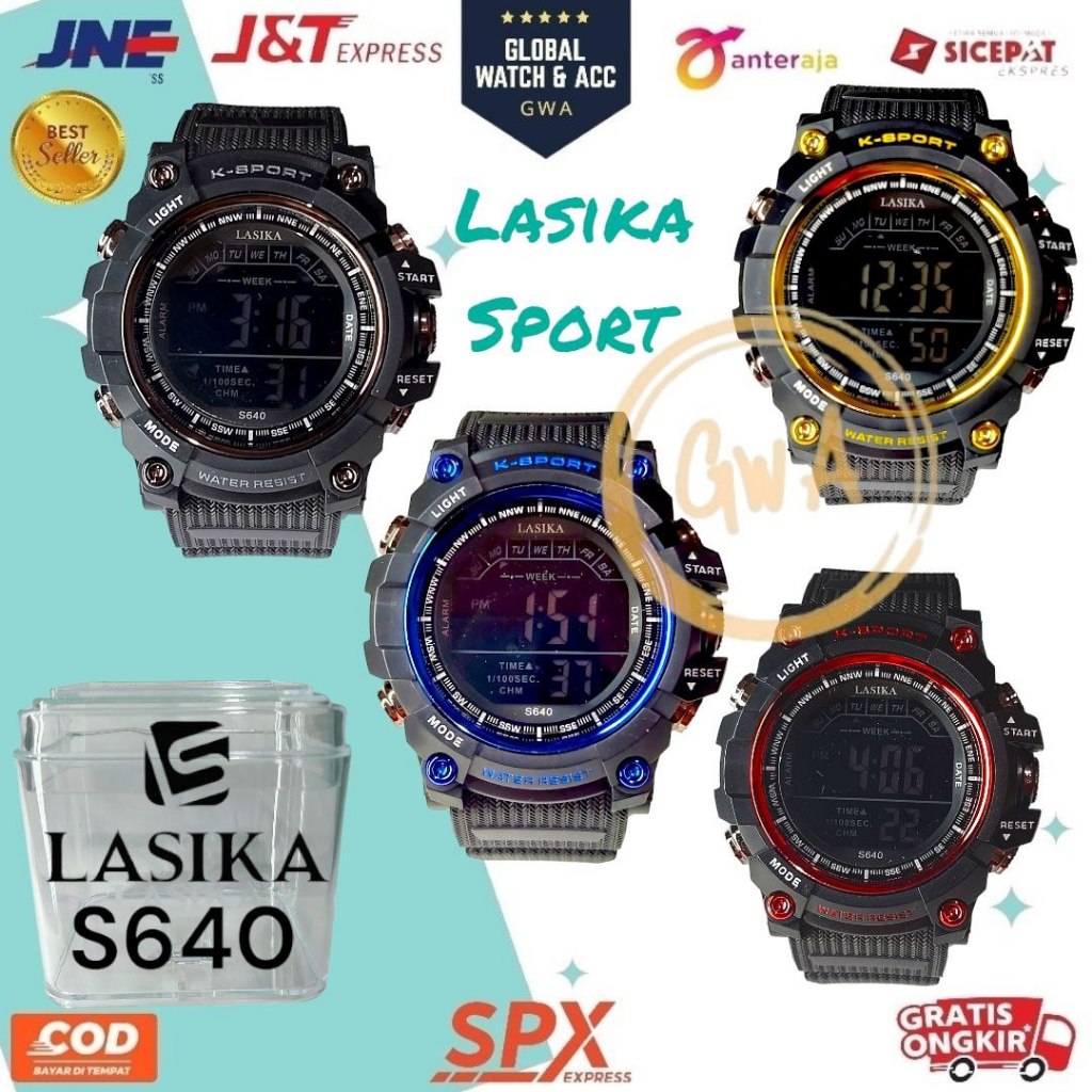 Jam Tangan Lasika Sport Cowok Pria S640 Digital Lasika Water Resistant Anti Air Original Lasika