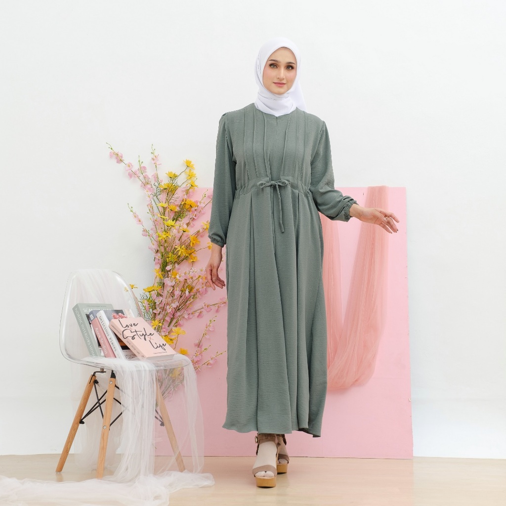 Melia Dress 2 OOTD Kondangan Daily Casual Hangout Korean Style Gamis Polos Jumbo Size S M L XL-2