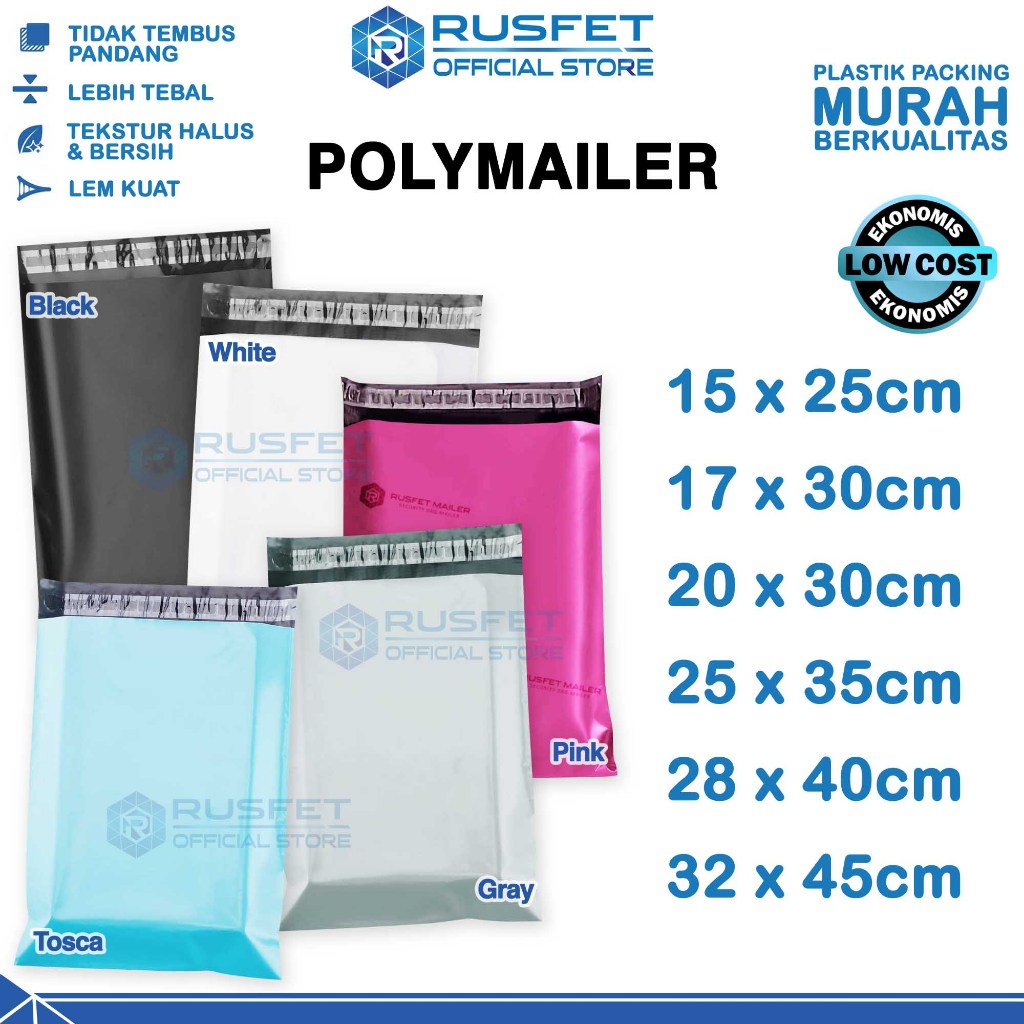 

Plastik Polymailer LOW COST Amplop Packing Pembungkus Kemas Paket Online Polimailer RUSFET /PACK