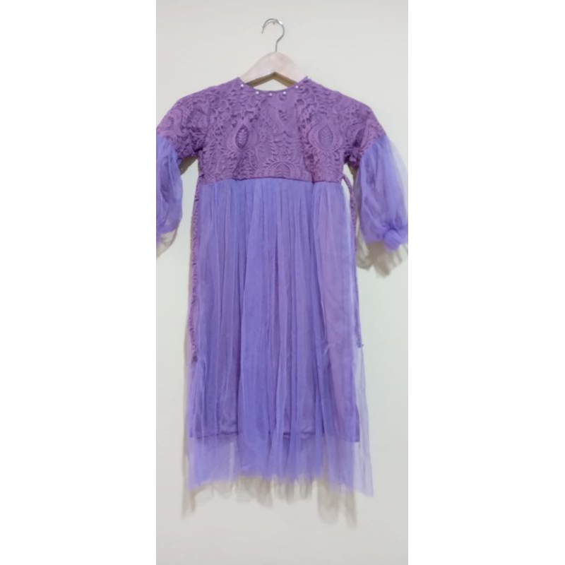 baju anak gamis brukat warna ungu 4-8tahun gamis muslim brokat pesta kondangan lebaran brides maid
