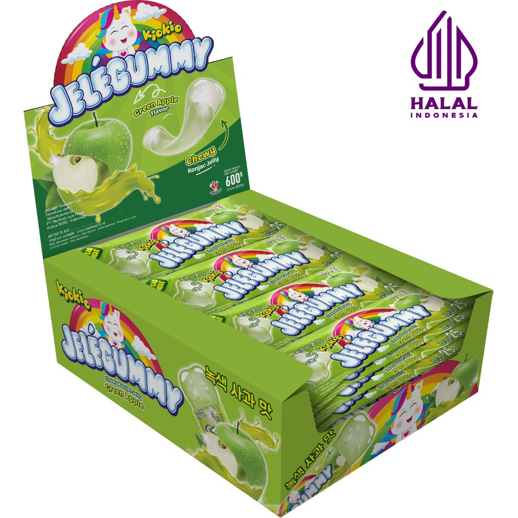 

Jelly Kiokio Jelegummy Green Apple HALAL 24 pcs 600gr