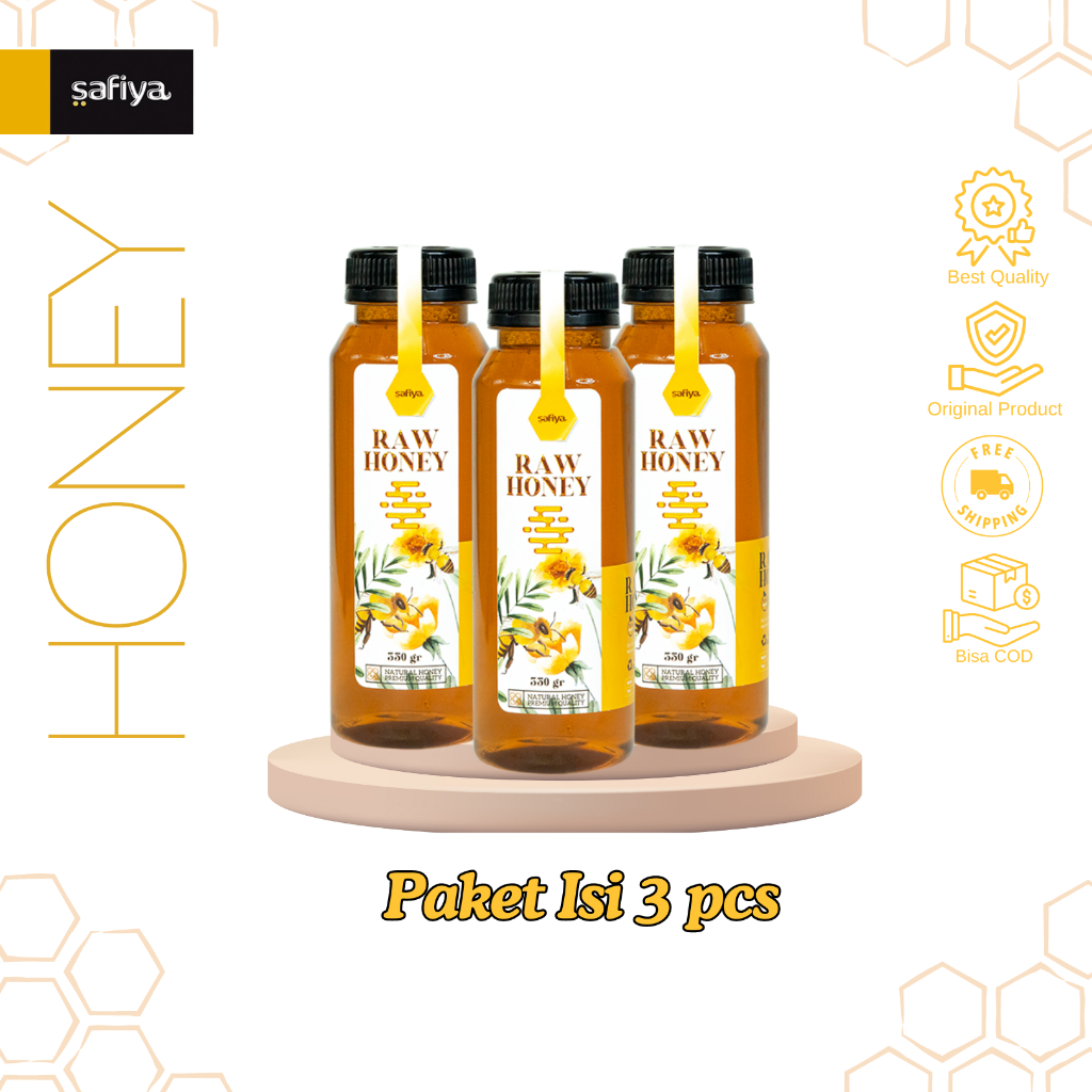 

QH SAFIYA [PAKET ISI 3 BOTOL] Madu Murni Raw Honey Multiflora