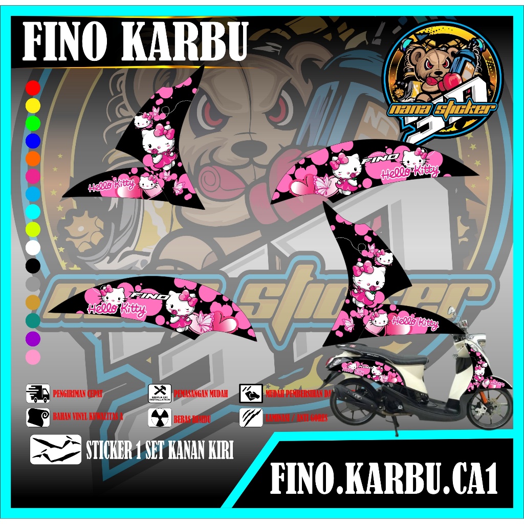 Striping FINO KARBU  - Stiker FINO KARBU List Variasi Motor STICKER FINO KARBU MOTIF HELLO KITTY COD