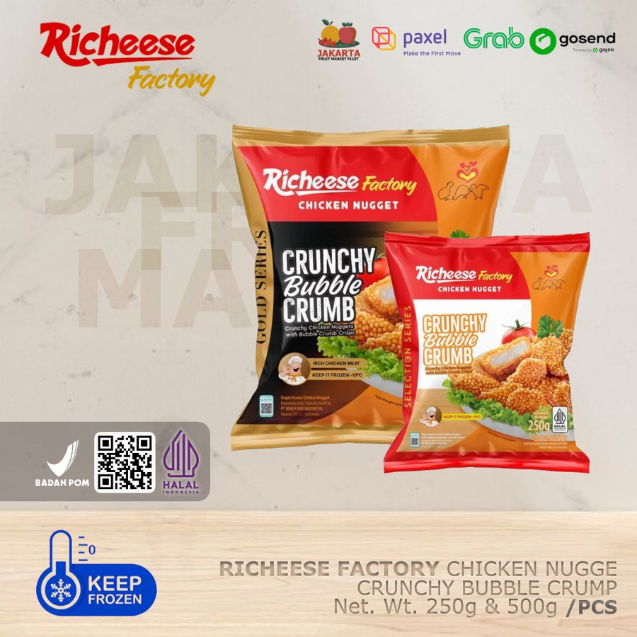 

RICHEESE FACTORY CHICKEN NUGGET CRUNCHY BUBBLE CRUMP frozen food daging ayam