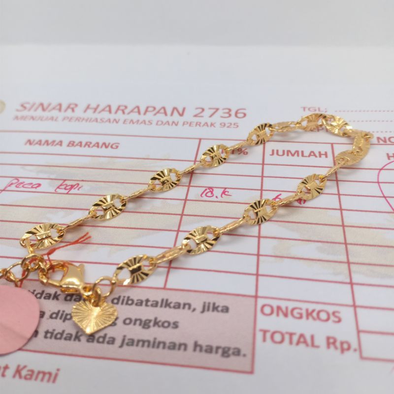 GELANG TANGAN WANITA IMPORT EMAS MUDA 18K UDA ADA SURAT PEMBELIAN