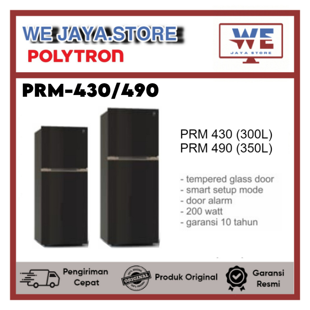 KULKAS POLYTRON 2 PINTU PRM 430 LEMARI ES 2 PINTU TEMPERED GLASS