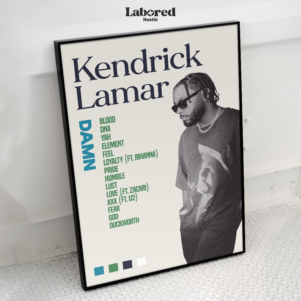 Poster Frameblock Kendrick Lamar DAMN Bingkai Fiber Kamar Tidur Photowall Dinding Pajangan Dekorasi 