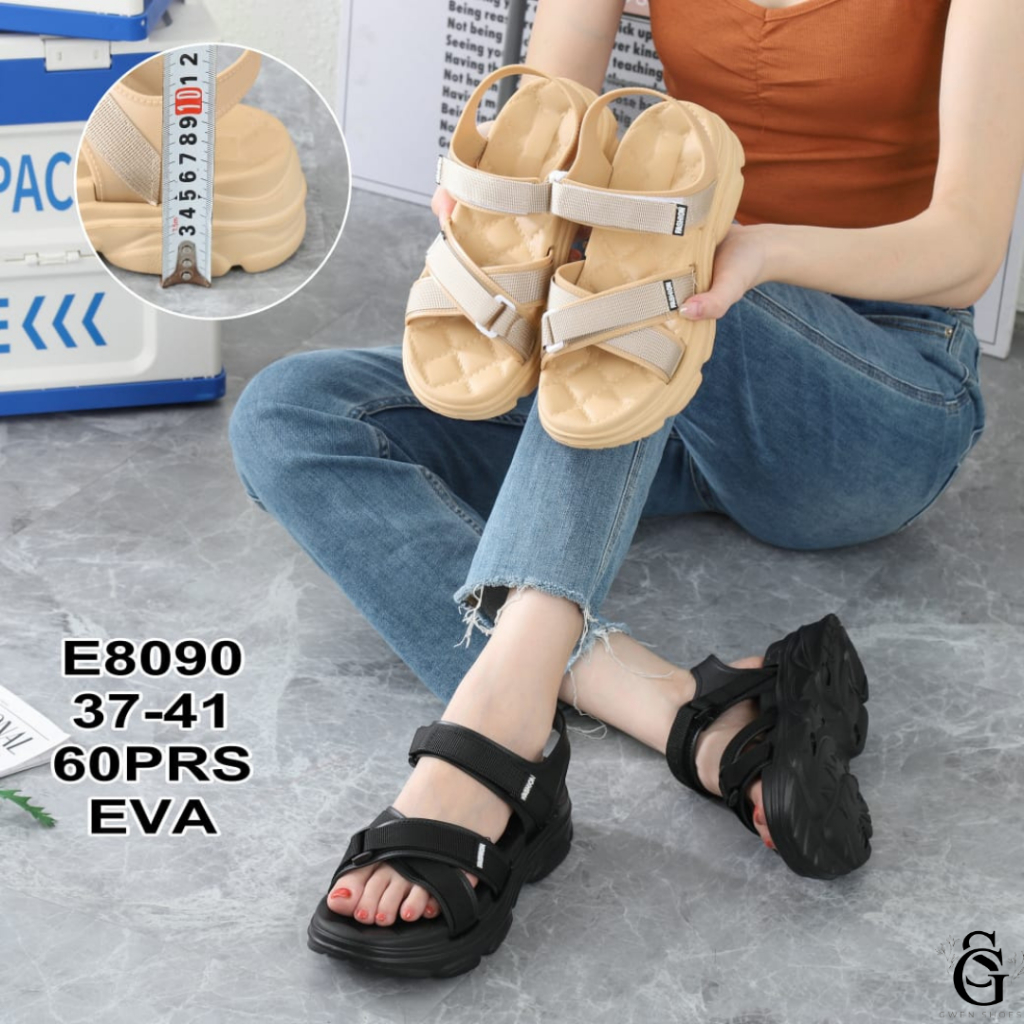Sepatu Sandal Wanita Gunung Karet Ban Silang Balance / e8090