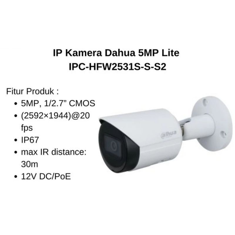 kamera Dahua IP 5mp outdoor IPC-HFW2531S-S2 5mp lite