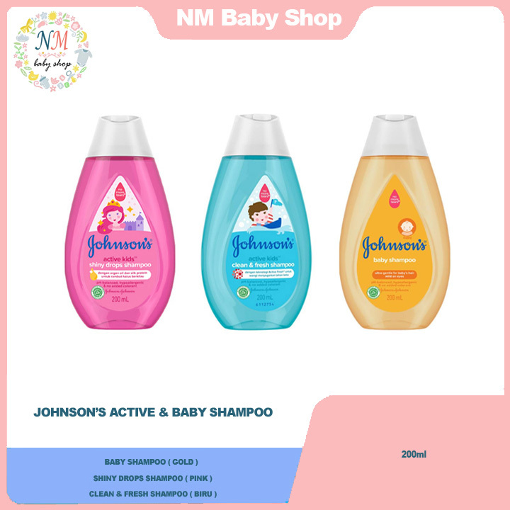 JOHNSON'S ACTIVE KIDS CLEAN & FRESH SHAMPOO BIRU PINK 200ML / BABY SHAMPOO GOLD 200 ML PRLA NM
