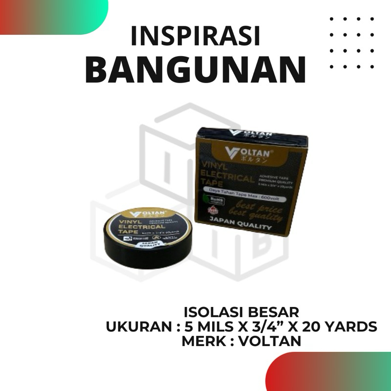 Solasi Kabel Voltan / Isolasi Listrik Tape Isolator Hitam 20 yards isolasi listrik voltan