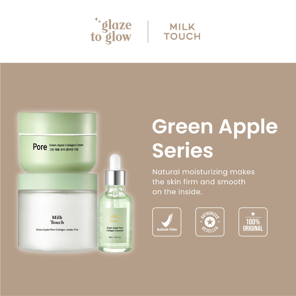 glazetoglow - [Milk Touch] Green Apple Pore Collagen Line (Ampoule Serum, Cream, Toner Pad)