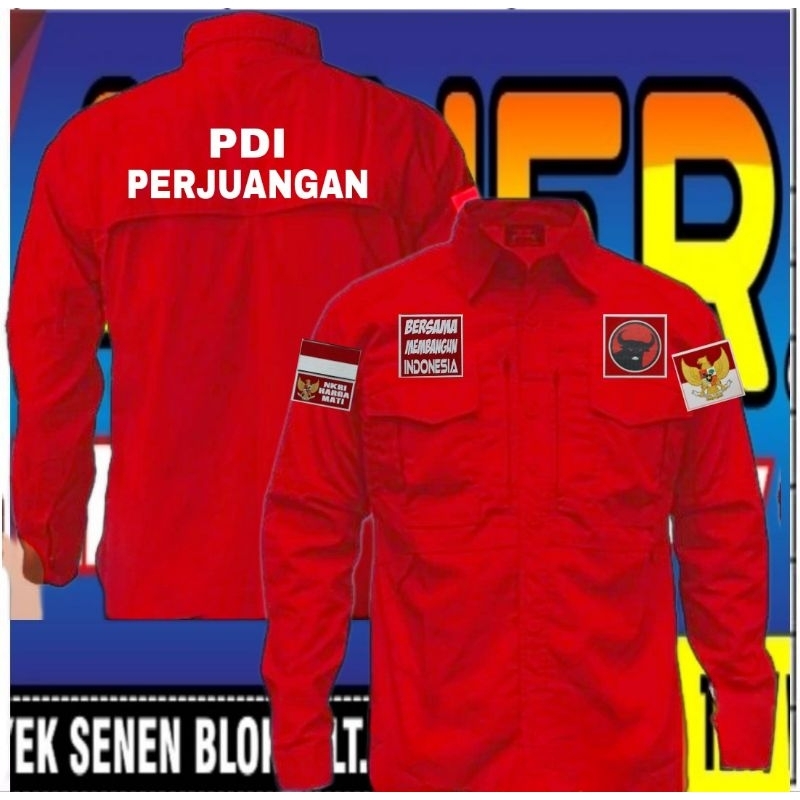 Kemeja tactical partai PDI baju tactical partai PDI kemeja tactical PDI perjuangan baju tactical PDI