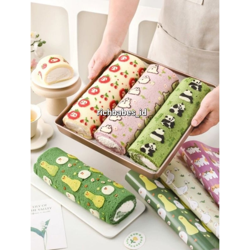 Stencils Cake Cetakan Kertas Bolu Gulung Rollcake printing cute bolu gulung motif kartun satu set 6 