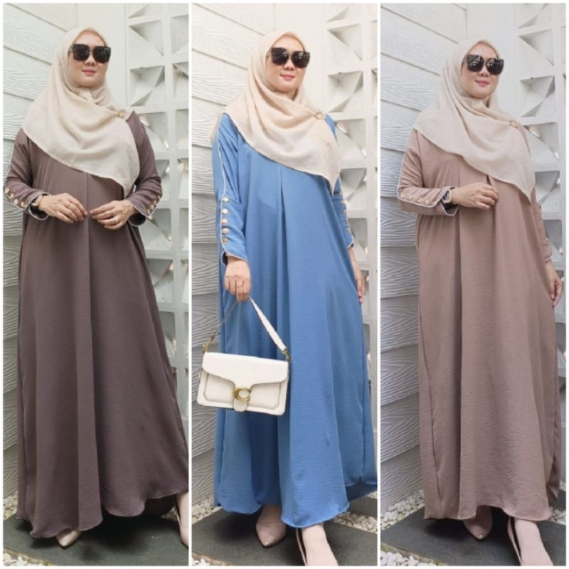 LARISSA ABAYA/ LARISA ABAYA BY JIKUN HIJAB/ ABAYA KANCING AKTIF DI TANGAN/ AVAYA BATWING CRINCKLE AI