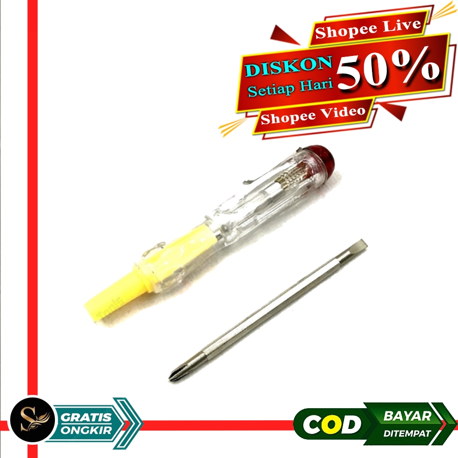 Original Obeng Testpen Bolak Balik Min Plus Serbaguna Tespen Kecil Terbaik untuk Cek Arus Tegangan L