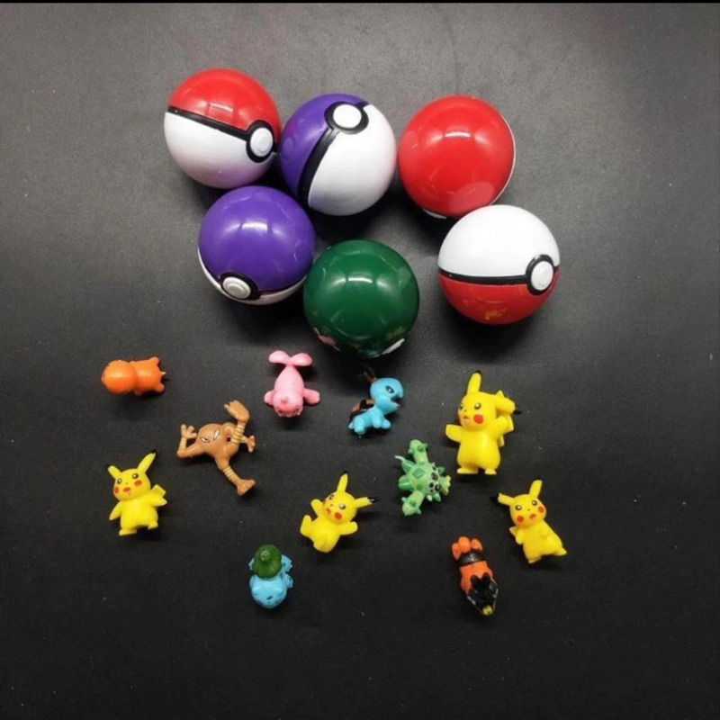 Pokeball Mini 2cm All Random berhadiah Figure Pokemon + Sticker tempel 6Pcs