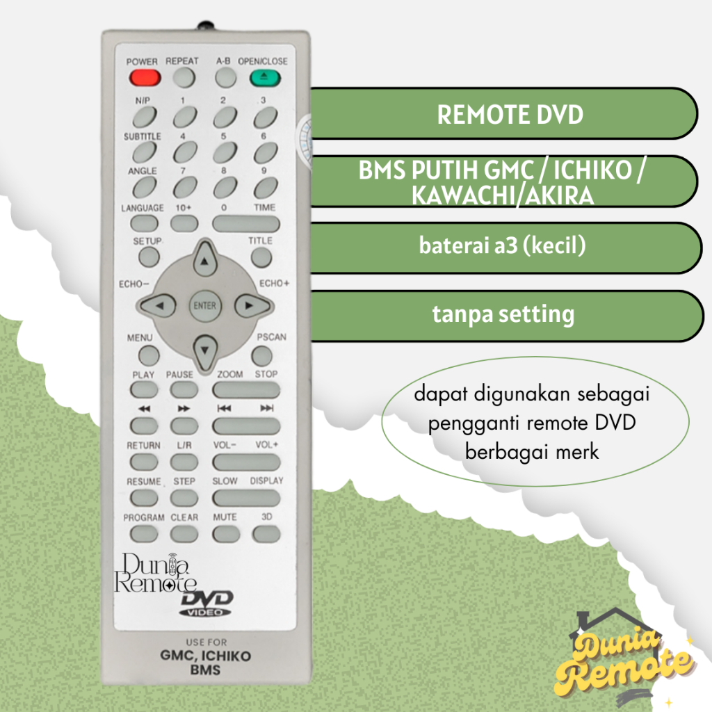 Remote Remote DVD BMS PUTIH / DVD GMC / Ichiko / BMS