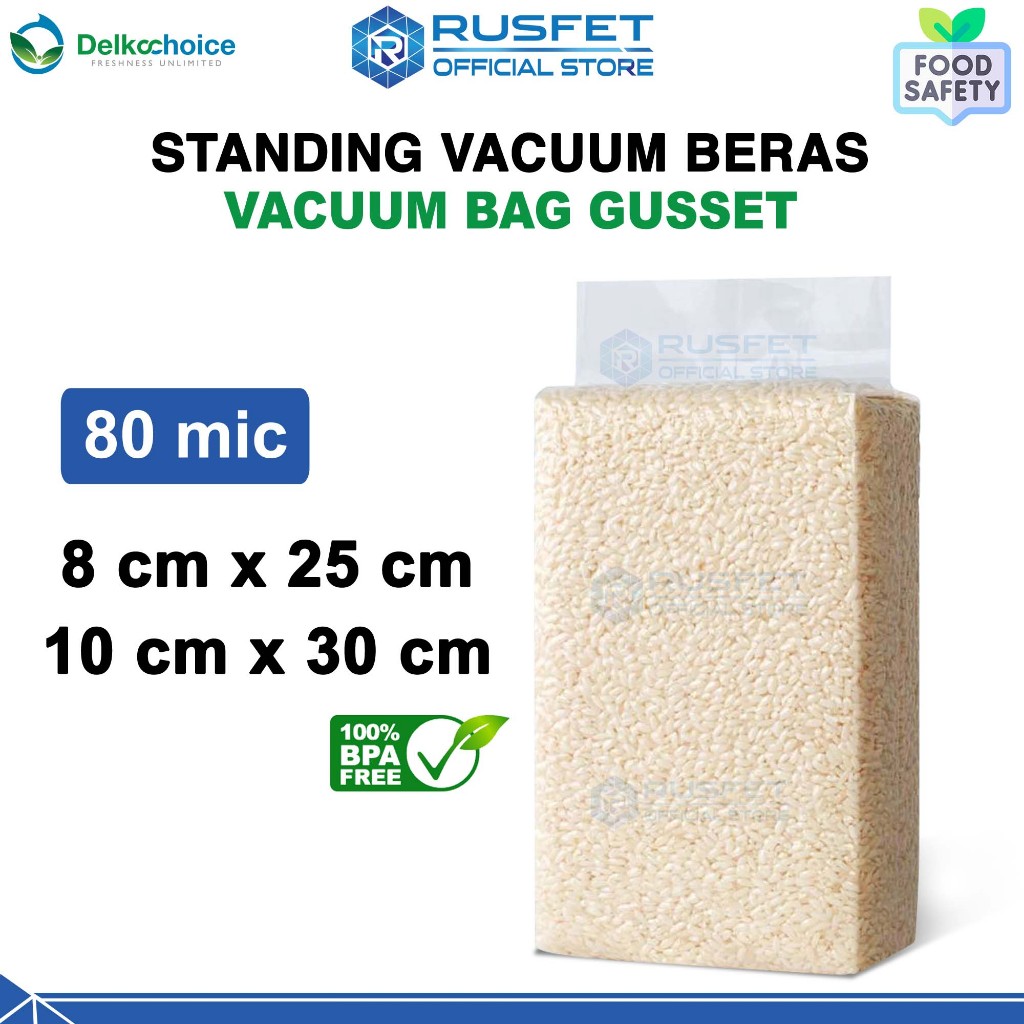 Plastik Standing Vacuum Gusset Nylon Kemasan Beras Bubuk Termurah DELKOCHOICE / SATUAN