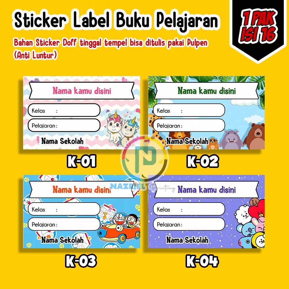 

Sticker Label Buku Pelajaran Custom