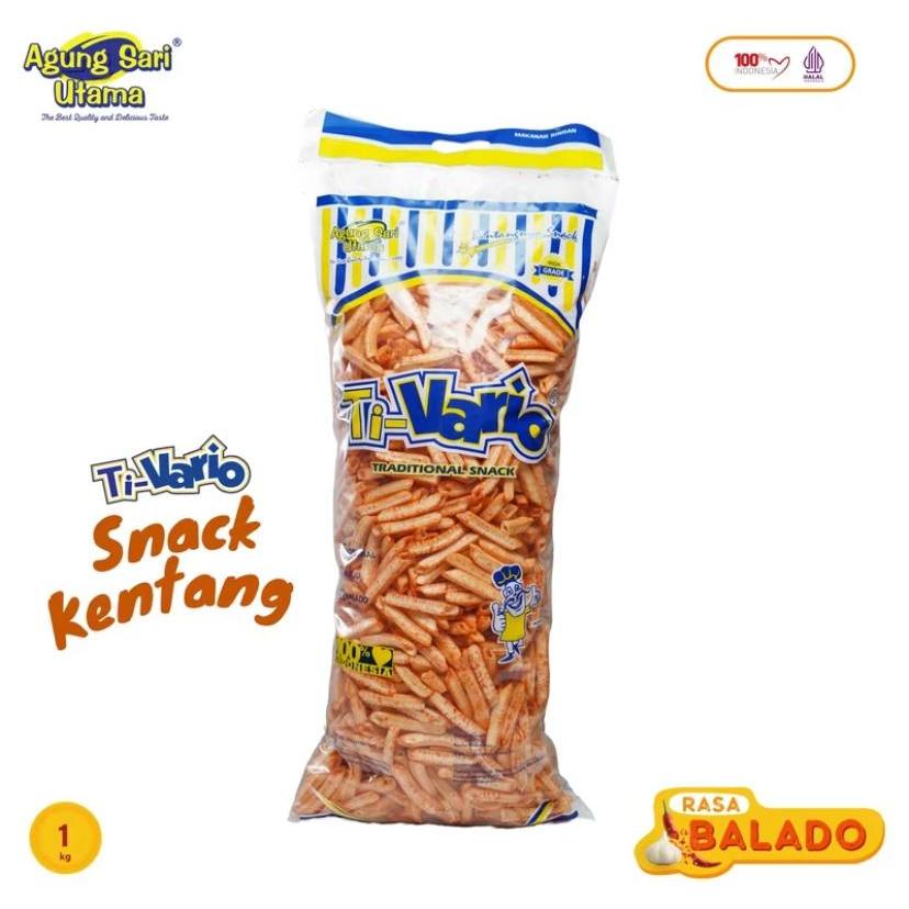 

Ti-Vario Snack Kentang 1 kg - Varian Rasa 0riginal - Keju - Balado - Ringan - Murah - Renyah - Tradisional - Enak